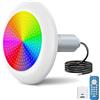 OSREE Luci Piscina LED con Filettatura 2, 25W Lampade Piscina RGB Multicolore con Telecomando, 1000lm, Ø242mm, 12V AC Riempito Resina Faro per Piscinas Prefabbricate Vetroresina Fuori Terra Acciaio