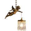 SilteD Lampade a sospensione in cristallo europeo per camera da letto, lampada a sospensione in ottone angelo per soggiorno, lampadario da cucina in rame con base E12 Present