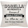 Bommex Divertente Cuscino Copertura per Sorella da Sorella o Fratello Regalo Anima