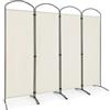 LIFEZEAL Divisorio a 4/6 Pannelli, Separè per Interno, Esterno, Paravento Mobile, Pieghevole, Parete Divisoria, Telaio in Metallo, con Ruote, Protezione di Privacy (beige, 4 pannelli | 221x188cm)