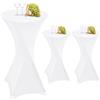 Teruntrue Confezione da 3 copritavolo rotondo in spandex per cocktail, 61 x 109 cm, con angoli quadrati e angoli alti elasticizzati per tavoli rotondi o feste di matrimonio, banchetti (bianco)