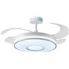 BEL AIR HOME - Ventilatore da soffitto KIRA bianco, motore DC silenzioso, pale retraibili, luce LED 36 W 3 temperature, telecomando, modalità inverno, moderno (CHRONOS)