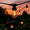 LY Sweden Catena Luminosa da Esterno, 10-100m, IP65 Impermeabile, E27 LED, Cavo Piatto in Gomma, Nero, Dimmerabile, 2200K Bianco Caldo, Illuminazione Decorativa per Giardino (10m con 20 lampade)
