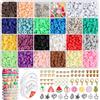 BOMULEZG Heishi, 4100 perline piatte in argilla polimerica, da infilare | 24 perline colorate morbide e colorate per creare bracciali, collane, gioielli e lavori artigianali