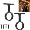 Fukaisu 2pz Supporto Asta Armadio Centrale, 1-5/16 Supporto per Asta Armadio Rotondo con Viti di Installazione per Guardaroba Domestico(Nero)