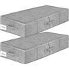 Jinfanshurich 2 contenitori sotto il letto, portaoggetti pieghevole, grande con chiusura lampo e manico, per scarpe, cuscini, coperte, colore: grigio