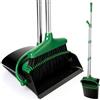 XXFLOWER Set di scope e paletta con manico lungo, scopa con paletta, set con manico estraibile, paletta Broom and Dustpan, per la pulizia della casa, ufficio (nero verde)