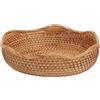 Agatige Cesto Rotondo in Vimini Intrecciato, Cestino per il Pane in Stile Rustico impilabile Fatto a Mano, Vassoio per Frutta, Vassoio Rotondo in Rattan per l'Ingresso della Cucina, (Piccola)