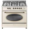 GURARI Fornello a gas GCH E 914 Cr R, a gas retrò, a gas, elettrico, 90 cm, Nostalgie Range Coocker / 121 l, 8 funzioni, 5 bruciatori di alta qualità, gas naturale, gas propano, incluso adattatore WOK