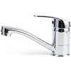 MOKEKA Rubinetto Cucina Miscelatore Monocomando Cromo - Design Compatto per Lavelli Piccoli, Canna Bassa Girevole 360°, con Kit di Fissaggio e 2 Tubi Flessibili da 40 cm