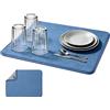 Generic Confezione da 2 tappetini scolapiatti in microfibra, assorbenti e ad asciugatura rapida, per piano di lavoro della cucina, antiscivolo, reversibili, imbottiti, con anello per appendere (blu (stile A