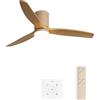 CREATE / WINDCALM M/Ventilatore da soffitto con luce sabbia pale in legno chiaro con controller e telecomando / 40W, ABS,Ø132 cm, 6 velocità, 3 temperature di luce, funzione estate-inverno