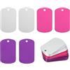 PATIKIL Etichette Vuote Stampaggio Metallo 2, 30Pz Etichette Vuote in Alluminio, Rettangolari, Targhetta Personalizzata Cane con Foro per animale domestico, Rosa Rossa/Viola/Argento