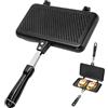 Kayuneed Sandwichmaker, padella da campeggio double face, panini americani, tostapane antiaderente, con manico, in alluminio, toast maker per campeggio, famiglie, ristoranti