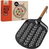 Chef Pomodoro Pala per Pizza Forata, 30 cm, Alluminio | Rivestimento Antiaderente, Manico in Legno
