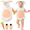 Beipegin Costume da coniglietto per neonati, 3 pezzi, body avvolgente a maniche lunghe, pagliaccetto con orecchie di coniglio, giocattolo per bambini da 0 a 18 mesi