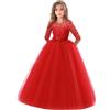 Generic Bambini Ragazza Vestito Carnevale Principessa Lunga in Pizzo con Bowknot Damigella d'onore Abito da Sera Matrimonio Abito da Prima Comunione Compleanno Festa Fotografia
