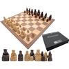 The Regency Chess Company Set di scacchi Isola di Lewis, zavorrata e infeltrita, 40 cm, in legno di noce e acero impiallacciato con protezioni in gomma, include regole, opuscolo dell'Isola di Lewis e panno per la pulizia,