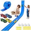 RedCrab Pista da Corsa Flessibile per Bambini, Lunga 5 m Pista da Corsa Flessibile con 4 Macchinine e 4 Ventose, Compatibile con Modellini di Auto Diecast in Scala 1:64