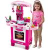 BAKAJI Cucina Giocattolo per Bambini con Fornello e Bollitore Funzionante, Gioco Playset Rosa con Luci e Suoni, Forno e 29 Accessori Realistici, Idea Regalo per Ragazzi, 87 x 64 x 29 cm