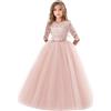 Generic Bambini Ragazza Vestito Carnevale Principessa Lunga in Pizzo con Bowknot Damigella d'onore Abito da Sera Matrimonio Abito da Prima Comunione Compleanno Festa Fotografia