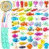 KutaKuta Gioco Pesca Magnetico per Bambini, Pesca Giochi Piscina Spiaggia | Educativo Gioco Pesca Pesci Calamita con Plastica Galleggiante Pesce +2 Canne da Pesca per Bambini Bagnetto Gioco