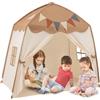 HOMASIS Capanna per Bambini da 3 a 12 anni, Tenda per Bambini con Bandierine e Lucine da Interno ed Esterno, Casetta da Gioco con Finestre da Cameretta, 157 x 98 x 148 cm (Marrone)