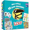 AUZOU Mon coffret 10 jeux classiques avec Loup: De 1 à 6 joueurs ; Avec un sac en tissu ; 6 plateaux de jeux ; 2 dés en bois ; Des pions en bois ; Un jeu de 54 cartes