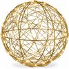Relaxdays sfera decorativa LED dorata, a batteria, cavo lungo | in filo metallico, da appendere o appoggiare, Ø 20 cm