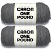 Caron One Pound Med - Gomitolo di filato grigio misto, confezione da 2, 454 g, acrilico, 4 medi (pettinati), 800 m, per maglia/uncinetto