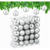 Relaxdays Palline di Natale, Set 50 Palle Albero, Addobbi Natalizi, ∅ 6 cm, in Plastica Opaca, Lucida, Glitter, Argento