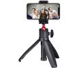 VILLCASE Treppiede Fotocamera Selfie Stick Telescopico in Lega di Alluminio e Pc, Nero, Attacco 1/4, Supporto Antiscivolo, per Smartphone e Action Cam