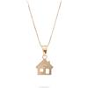 JEWELAB.it - Ciondolo in Oro Giallo o Bianco 18 kt a Scelta Casetta Home Sweet Home Peso 1,1 gr, Dimensioni 12,3 x 10,3 mm, Oro giallo