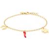 Louis Ciocchetti dal 1887 Louis Ciocchetti Bracciale in Acciaio con Corno Portafortuna - Bracciale Regolabile Uomo e Donna con Chiusura a Moschettone, Lunghezza 16 cm + 5 cm
