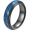 Epinki 6MM Anelli Tungsteno Uomo, Anello Rombo Geometrico Blu Nero Anelli a Fascia Misura 22