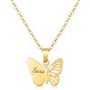 Collana dream Collana Farfalla Personalizzabile da Donna in Acciaio Inossidabile - Incisione con Nome, Iniziali, Data o Simbolo - Ciondolo Farfalla Personalizzato - Idea Regalo per Lei - Oro o Argento (Oro)