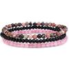 Self-Discovery Mala Set di Braccialetti con Cristalli Guaritrici per Donne - Gioielli con Perle da 4mm Elastici, Regalo Spirituale (Quarzo Rosa)