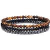 Self-Discovery Mala Set di Braccialetti con Cristalli Guaritrici per Donne - Gioielli con Perle da 4mm Elastici, Regalo Spirituale (Occhio di Tigre Marrone)
