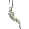argento 925 COLLANA UNISEX PORTAFORTUNA CON CORNO ZIRCONI BIANCHI