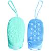 WOONEKY Set 2 Spugne da Bagno in Silicone e Spugna Doppia Funzione Massaggio e Esfoliazione per Doccia Casa e Rilassamento Colore Casuale