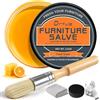 drtulz Salve per mobili in pelle e legno, kit di riparazione per mobili con pennello, ripristina, protezione, lucidatura per pelle, vinile e legno, condizionamento profondo per divani, tavoli, cura