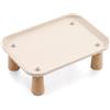 Ginwrek Tavolino per la pappa del gatto vassoio antigoccia supporto per cibo per gatti stazione di alimentazione rialzata anti-schizzi per la protezione della colonna vertebrale e 9, 4×6, 7×3, 1 pollici beige