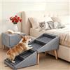 serebrant Scaletta per cani, Rampa per cani Antiscivolo e Pieghevole in Legno, Altezza 42,5 cm, Scaletta 2 in 1 per cagnolini e gatti, Adatta per Letto e Divano,scalette per cane,Grigio chiaro