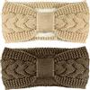 Telgoner Fascia per capelli donna inverno, 2pcs fasce per capelli lavorate a maglia, fascia capelli scalda orecchie elastiche