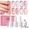 PEACECOLOR 10ML Smalto Semipermanente Unghie 4 Colori Kit Unghie Gel Rosa | Cat Eye Gel Polish Nude Rosa Glitterato Kit Semipermanente Unghie Liscio Long Lasting con Magnete Nail Art Designs Manicure