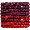 AXEN 8 elastici per capelli per donne e ragazze, fasce di cotone morbide intrecciate per coda di cavallo, per capelli spessi e ricci, serie rossa
