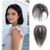 EREE HAIR Topper per capelli umani lisci da 25,4 cm, da donna, con capelli diradati, traspirante, 2,8 x 10,9 cm, base in pizzo fatto a mano, con clip nella parte superiore, per uso quotidiano, frangia