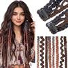 Elailite Extension Treccine Clip in Boho Dreads Braids Posticci Donna 50cm 2 Ciocche 50g Nero & Marrone & Arancione per Feste Hip-hop Cosplay