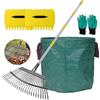 STANEW Rastrello da Giardino, Rastrello per Foglie con 165cm Manico in Acciaio Regolabile, Con Guanti da Lavoro Antiscivolo e Sacchi per Rifiuti da Giardino , per Raccogliere Foglie e Stopi del Prato