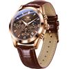 OLEVS Orologi in pelle da uomo, con quadrante grande, impermeabile, classico, casual, rotondo, con data, luminoso, facile da leggere, quadrante blu/nero/bianco
